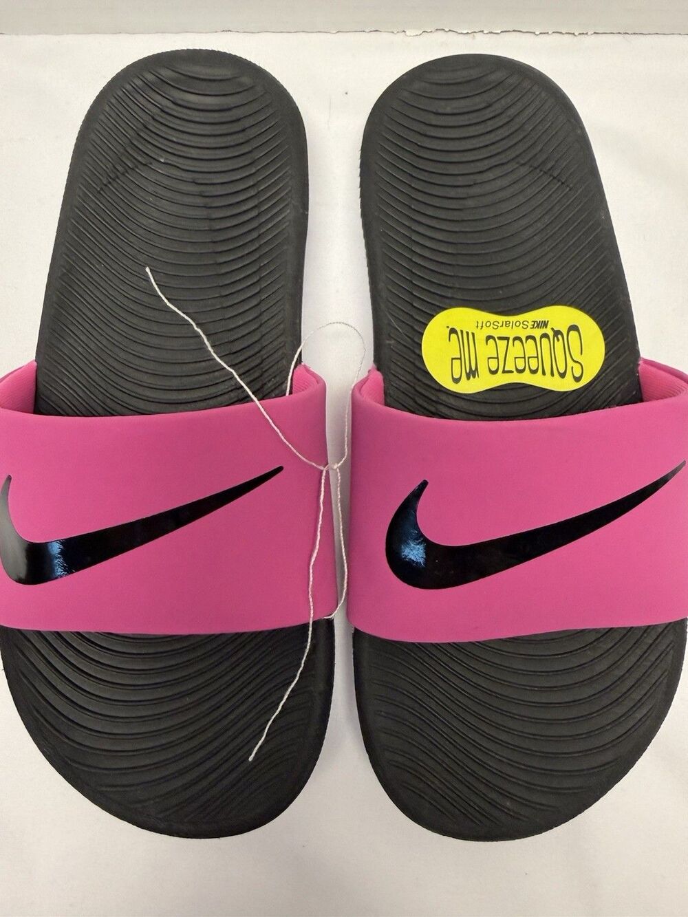 Nike Kawa Laser Fuchsia/Black Girl's Slide Sandals Sz  1 Y Logo Beach Sports New